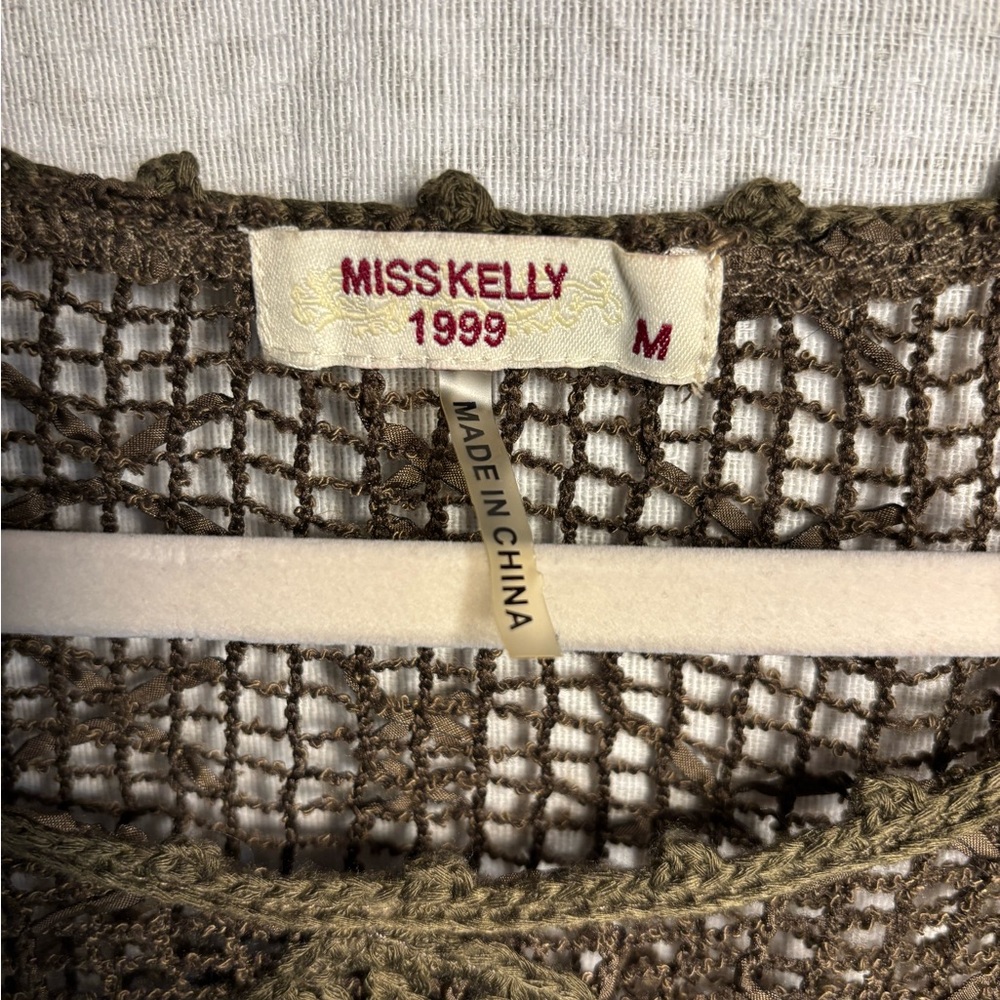 Boho Crochet Knit Women’s Top in Olive - Picture 6 of 7